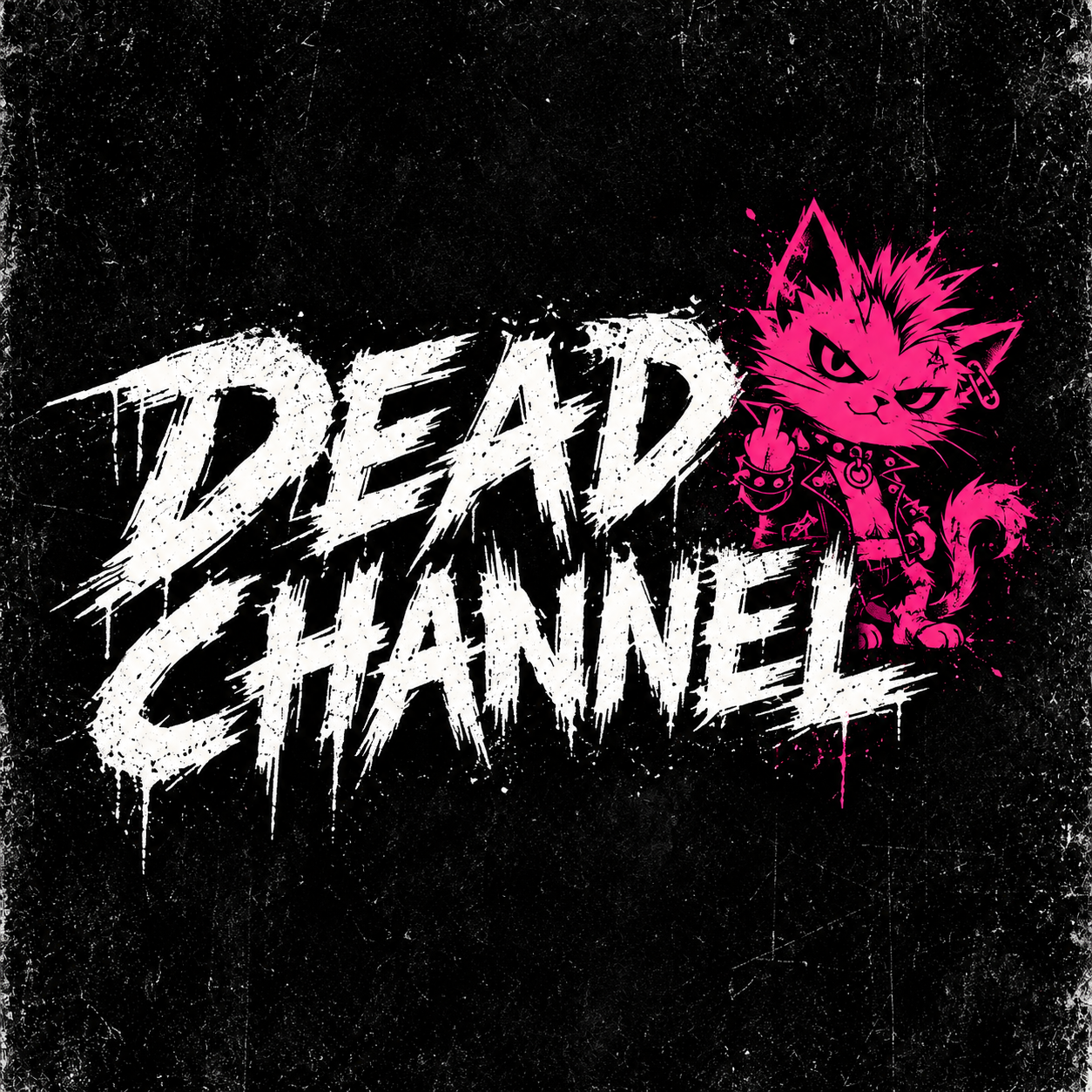 Dead Channel logo with hot pink punk cat